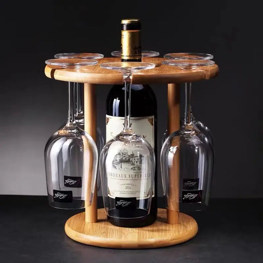 Bambus vin og glas holder